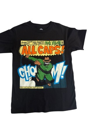 Stones Throw MF DOOM T Shirt Mens Size Small Green Short Sleeve ALL CAPS! Rap