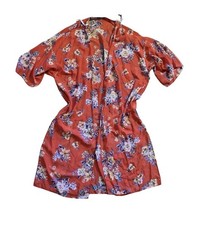 Fashion Nova Women’s Red Floral Wrap Dress Kimono Sleeve Size L Lightweight