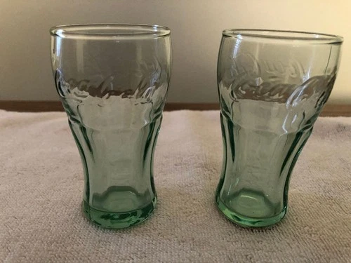 Vintage LIBBEY Coca-Cola Glasses Mini Green Shot Glass 2.25oz Lot Of 2  -3.25in