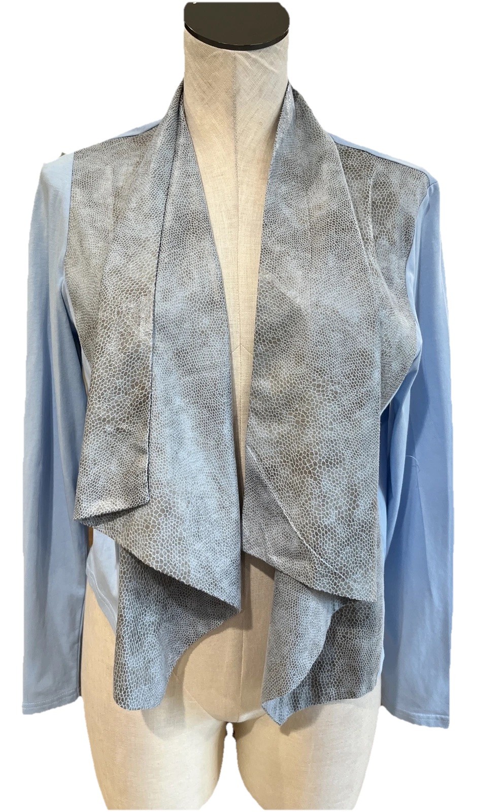 G By Giuliana Womens Large Cardigan Blue Long Sleeve Open Front Asymmetric C