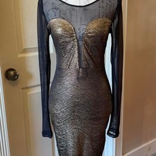 Forever-21 Women's Gold and Black Dress