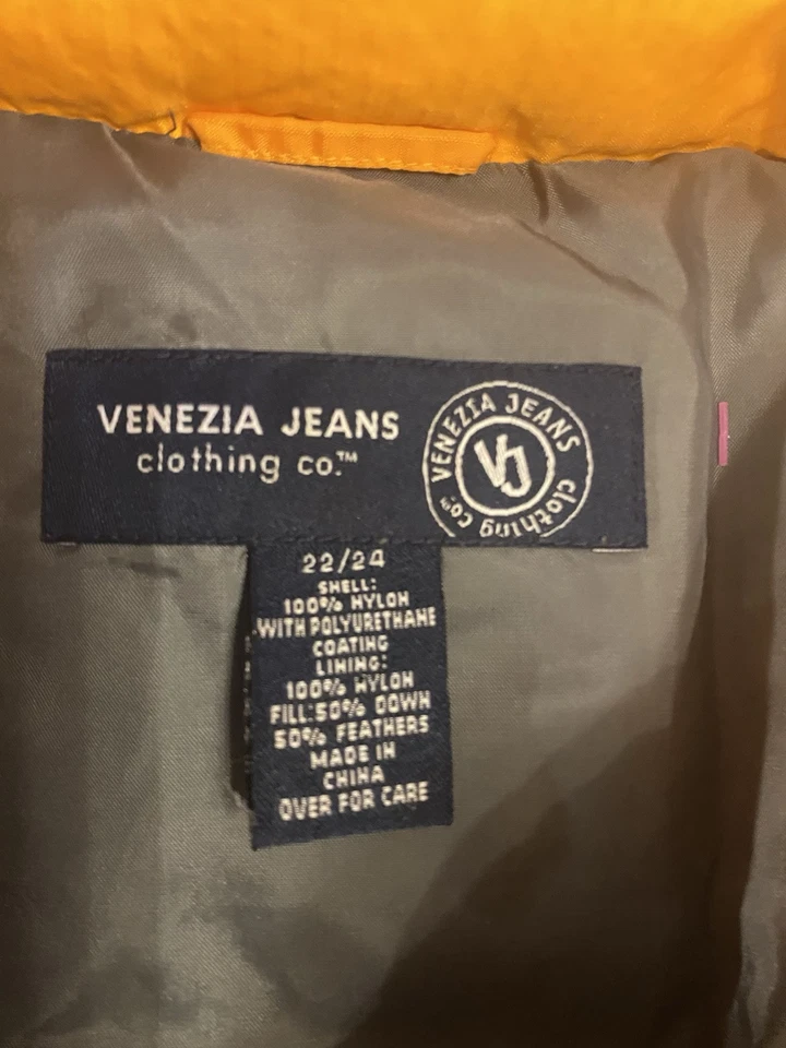 Colete Venezia Jeans Puffy Tamanho 22W Laranja Mescla Zíper Bolsos Frontais - Imagem 2 de 4