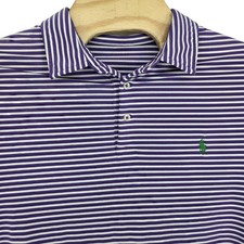 Polo Ralph Lauren Mens XL Purple Striped Golf Performance Polo Shirt Polyester