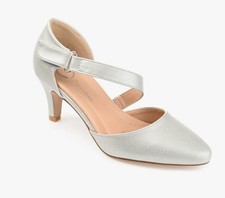 Journee Collection Women's US 6.5 Tillis Vegan Leather Pump Heels Silver