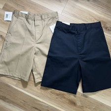 NWT Authentic Galaxy School Uniform Shorts Sz 20 SET OF 2 Khaki Navy Flat READ