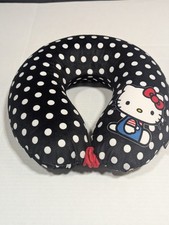Hello Kitty Travel Neck Pillow Memory Foam Black White Polka Dot Sanrio Plush