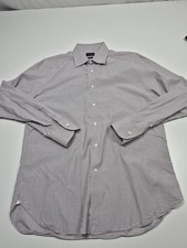 Ermenegildo Zegna Trofeo Dress Shirt Mens 16.5 42 White Check Cotton Long Sleeve