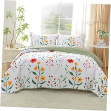 Botanical Quilt Set Size Summer Lightweight Coverlet Floral Queen Colorful