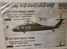 CALCOMANÍAS DE HELICÓPTERO SIKORSKY UH-60A BLACK HAWK/MH-60G ESCALA IMPRESA 1:48 48-107