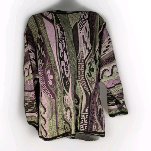 Bergatti XL Coogi Style Sweatshirt Purple Vintage Heavy Knit Hip Hop Style Y2k - Picture 3 of 24
