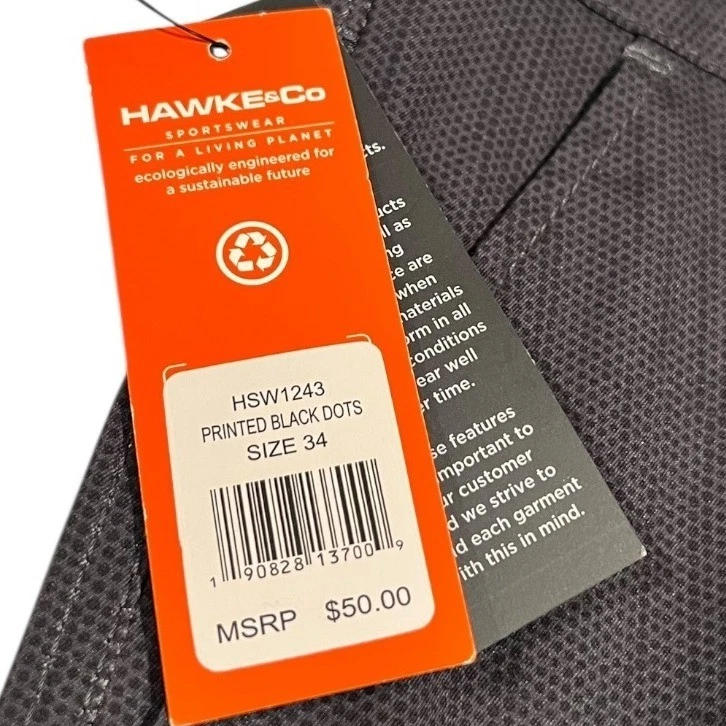 NUEVO CON ETIQUETAS Hawke & Co Para hombres 34 Puntos Negros Elastizados Tejido Ropa Deportiva Pantalones Cortos Foto 3 de 4