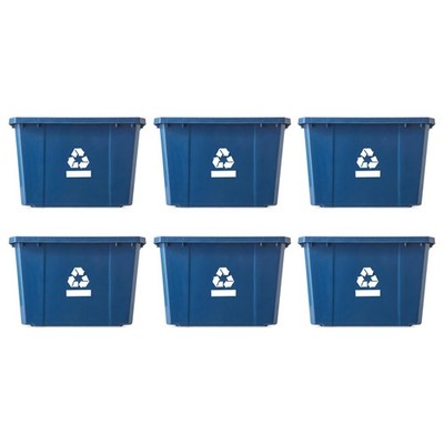 Gracious Living Medium Curbside Blue Box 17 Gallon Home Recycling Bin (6 Pack)