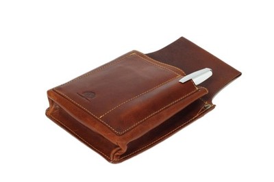 Kellnertasche Greenburry cognac mit Halfter aus echtem Leder im Vintage Look