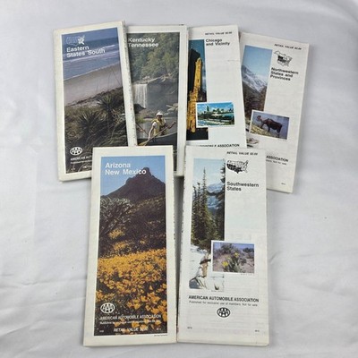 SIX 1984 AAA Foldout Road Maps-Various States and Regions of the United States