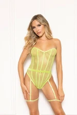 Seven ’til Midnight Strapless Fishnet Strappy Elastic Teddy Lime