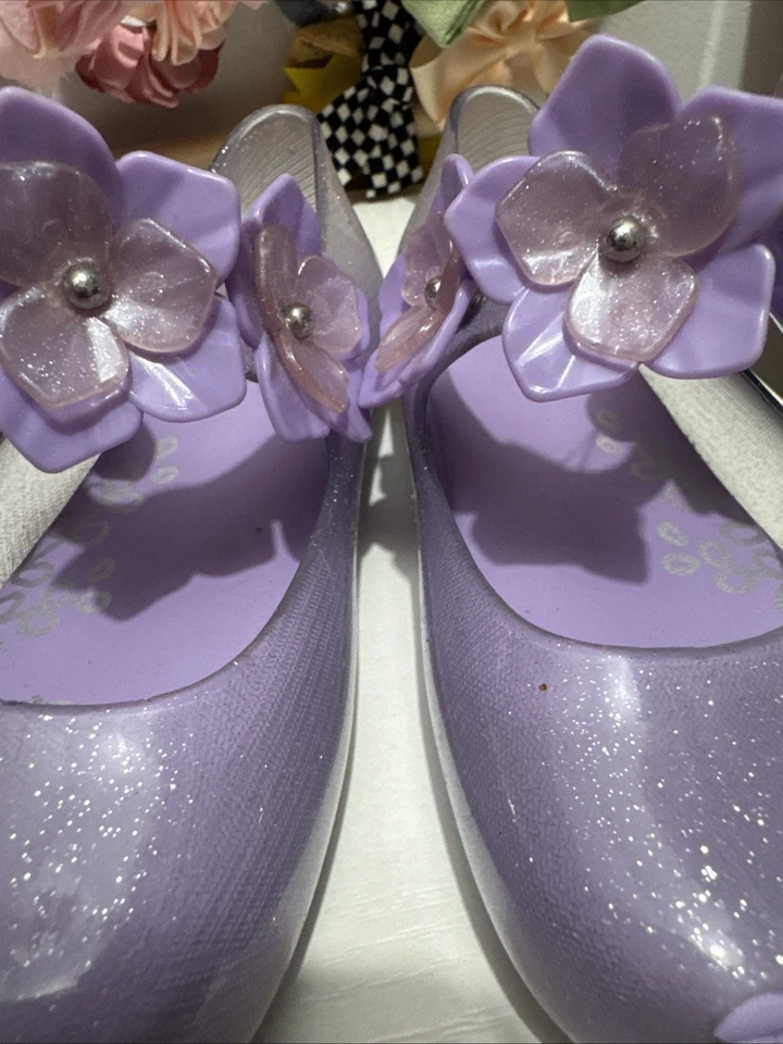 Mini Melissa Ultragirl Mariposa Mary Jane Plana Niñas Talla 8 Púrpura Goma Jalea Foto 4 de 4