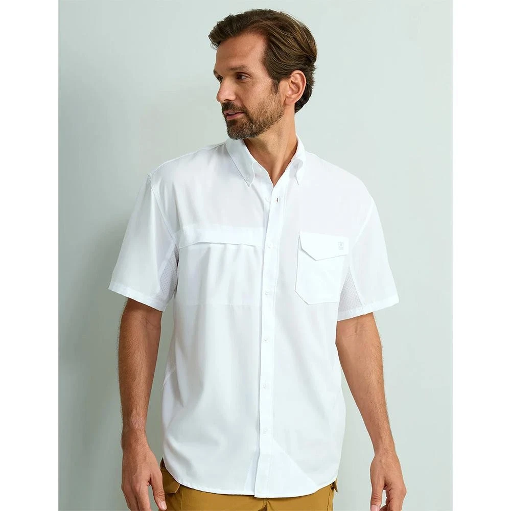 Huk Tide Point Short Sleeve White Quick Dry Performance Shirt M Size