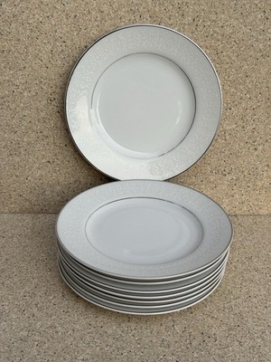 Rose China  3529 BEATRICE Floral w/Platinum: 8 Dessert Plates - 6.5''