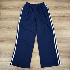 Vintage Y2K Adidas sweatpants baggy fit mens Med navy blue adidas white stripes