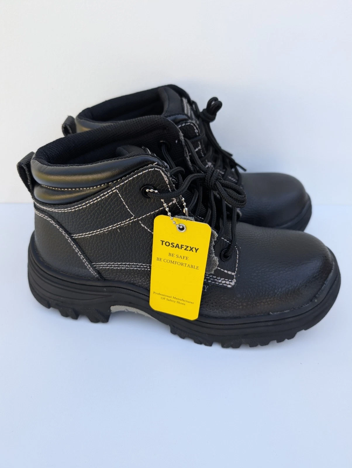 TOSAFZXY Work Boots Safety Composite-Toe Waterproof Leather Safety Shoes for Men