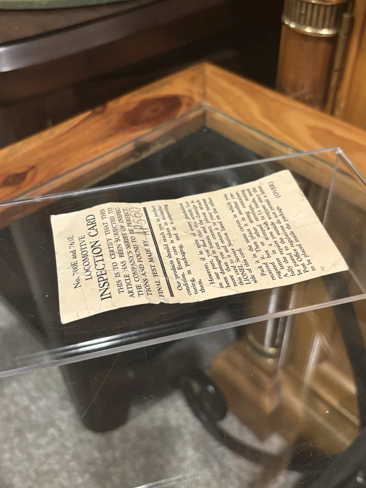 Original Lionel Prewar 700E 763E Inspection Card! (Very Scarce)!!! - Image 4 of 4