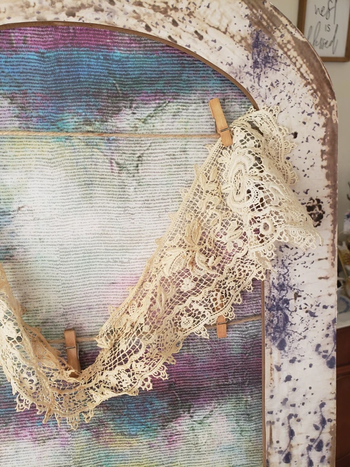 Antiguo Victoriano Eduardiano Era de la Guerra Civil Encaje Vestido Cuello Yugo Jabot Muñeca Foto 4 de 4