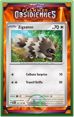 Zigzaton - EV3:Obsidianische Flammen - 167/197 - Französische Pokemon Karte Neu