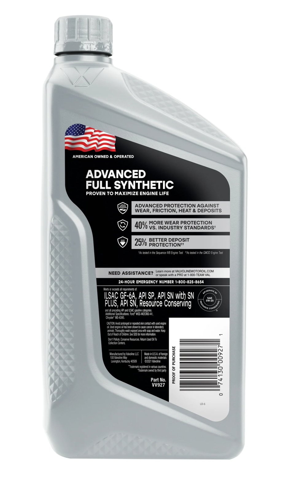 Valvoline Premium Motor Oil Advanced Full Synthetic Motor Oil SAE 5W-20 5 QT