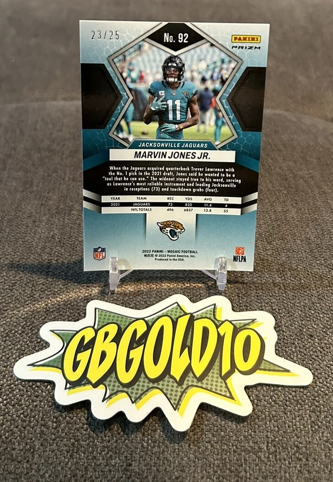 2022 Panini Mosaic Football Marvin Jones Jr White Mosaic /25 #92  - Image 2 of 3