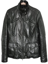 Geox Respira Women's Leather Jacket Black Size 42 Us 6