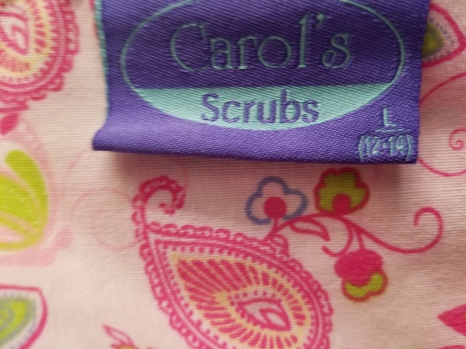 Carol's Scrubs Womens Shirt Top Blouse Size L Large 12/14 Multicolor Butterfly - Image 2 of 3