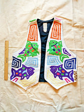 Vintage Vest with Handmade Molas from Panama