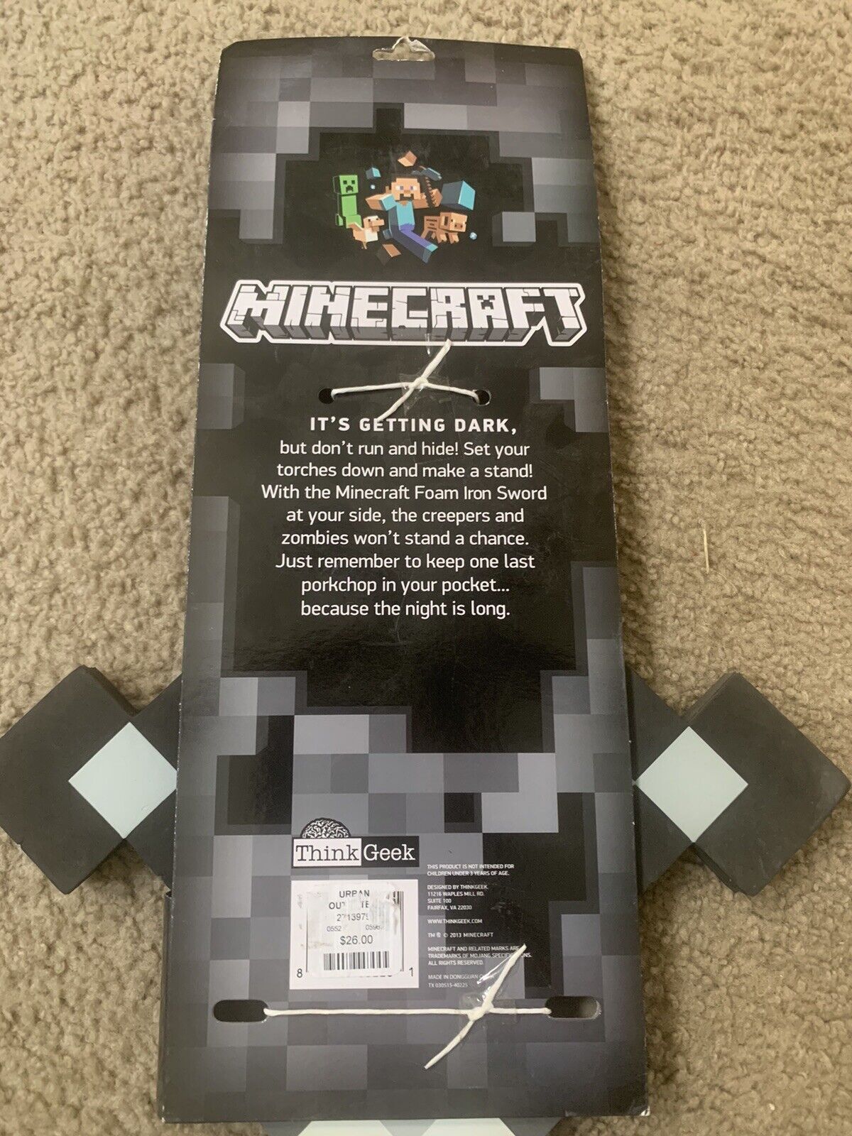 Minecraft Foam Iron Sword - Thinkgeek - 22”Length. Preowned - Cosplay