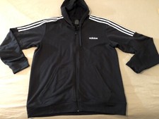 Mens adidas Jacket XL Black Hooded Athletic Gym Workout