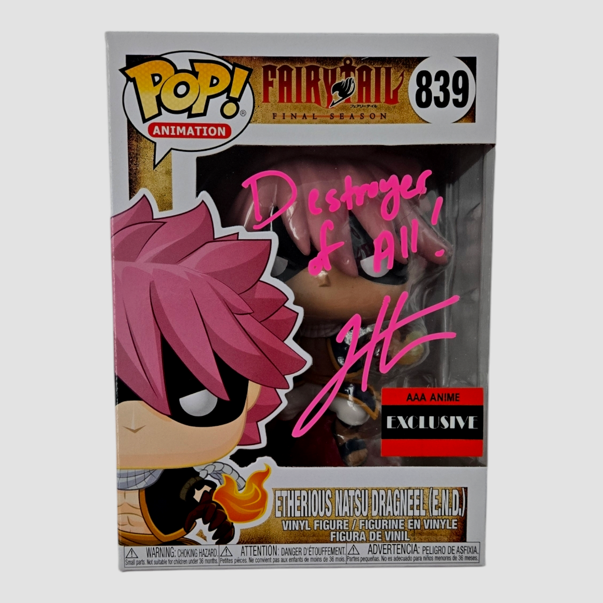 Todd Haberkorn Signed Funko Pop Fairy Tail Natsu END