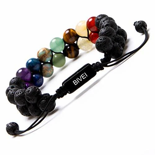 Rainbow 7 Chakra Lava Stone Essential Oil Diffuser Anxiety Bracelet Yoga  Medi