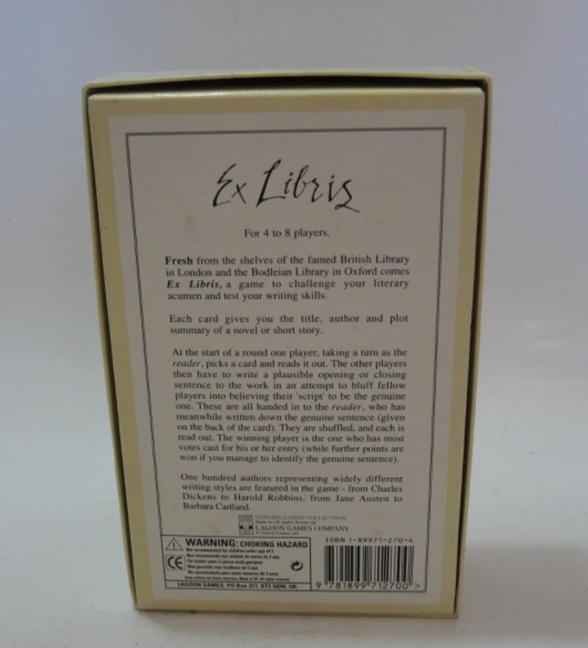 VTG 1991 "Ex Libris: The Game of First Lines and Last Words" by Oxford Games - Image 2 of 4