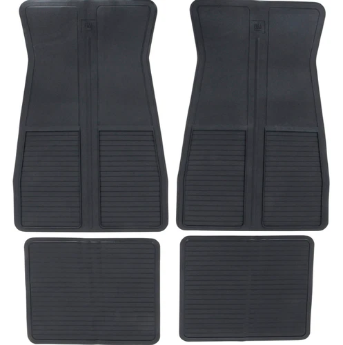 1968-77 GM LOGO BLK RUBBER FLOOR MATS SET CAMARO CHEVELLE NOVA IMPALA EL CAMINO