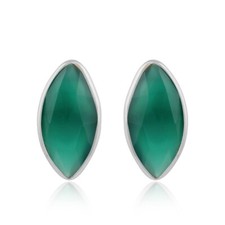 Green Onyx Gemstone Stud 925 Fine Silver Designer Post Back Earrings
