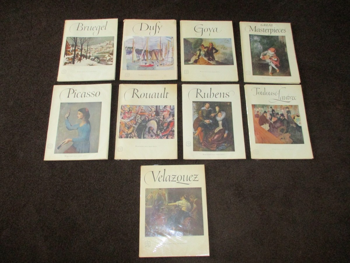 9 Vintage Abrams Art Books with Removable Color Prints of Great