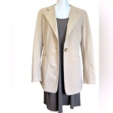 Lafayette 148 Beige Wool Blazer Jacket Single Button Career Office Size 6