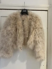 Alexander McQueen pale pink fluffy feathery Bolero jacket Size 42