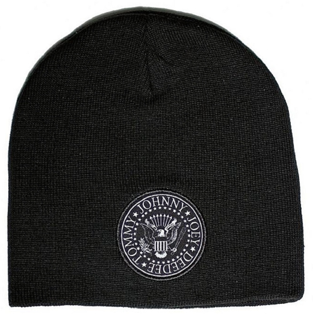 Black knit Beanie with official embroidered Ramones Logo Unisex beanie with Ramones logo and NY Punk Rock lettering  main image 3