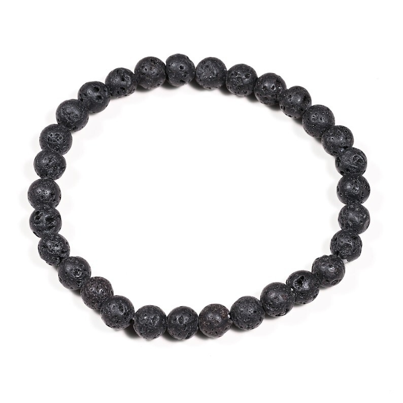 Natural Lava Rock Smooth Round Gemstone Beaded Energy Handmade Bracelets 6-8''