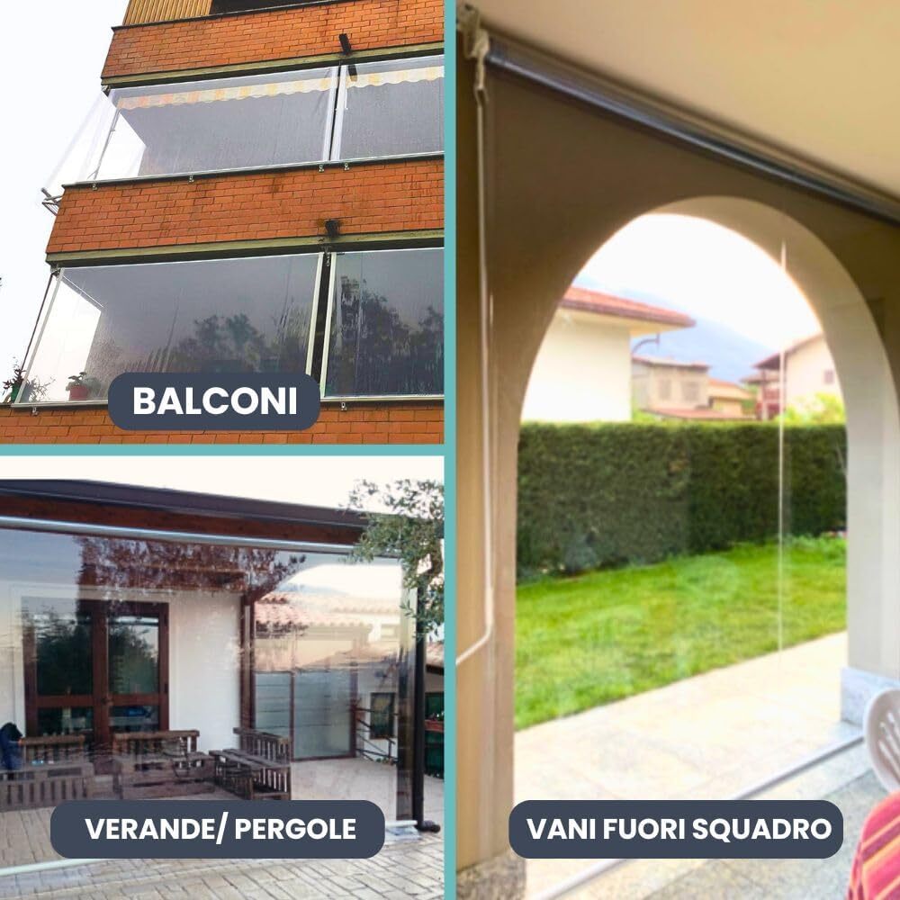 Tende A Rullo PVC Trasparente,Tapparella Avvolgibile Trasparenti HD,Tenda Impermeabile/Isolamento Termico/Protezione UV,per Giardino Esterno,Balcone ,Patio,Porta,Larghezza X Altezza (50x180cm - 8