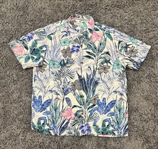 Tommy Bahama Camp Shirt Garden Getaway Coconut White Silk Extra Large XL EUC 