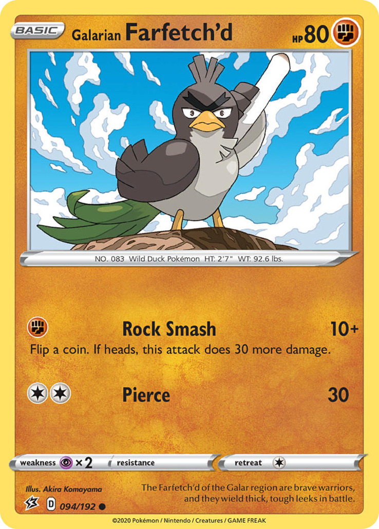 94/192 Galarian Farfetch'd - Rebel Clash - Common Pokemon TCG Card