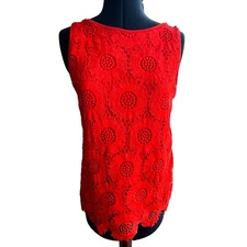 Loft Orange Sunflower Lace Sleeveless Top S