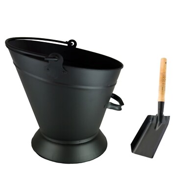15L SCHWARZ STAHL EIMER SCHAUFEL WATERLOO KOHLEASCHE FEUERPROTOKOLL SCUTTLE HOD KAMIN