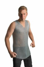 Medieval Aluminum Butted Sleeveless Chainmail Shirt HAUBERGEON LARP COSTUME Gift